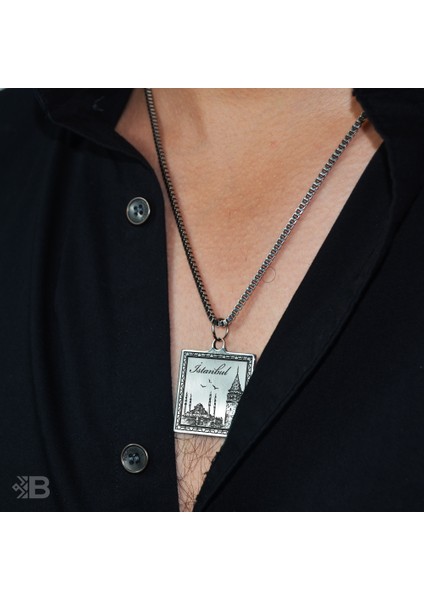 Istanbul Kare Çelik Kolye - 3092 fırsatları