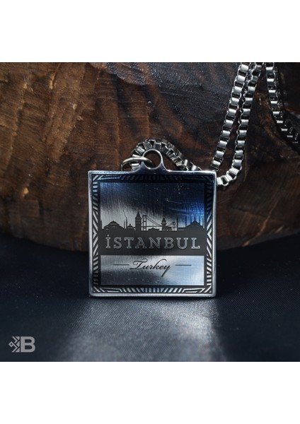 Istanbul Kare Çelik Kolye - 3091