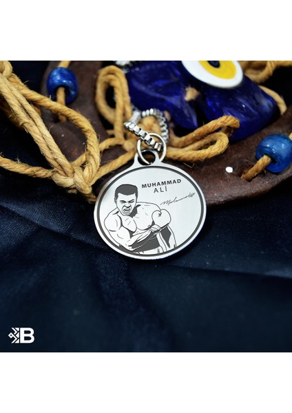 Muhammad Ali Yuvarlak Çelik Kulplu Kolye modelleri