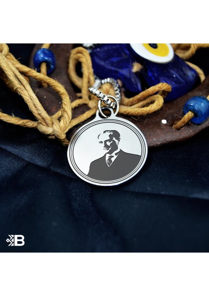 Atatürk Yuvarlak Çelik Kulplu Kolye - 2044 fiyatları