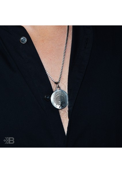 Kuru Kafa Kızılderili Yuvarlak Çelik Kolye - 2083 fırsatları