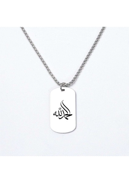 Allah Muhammed Yazılı Asker Kolye, Kişiye Özel Çelik Asker Kolye