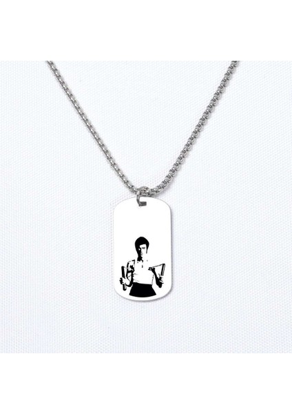 Bruce Lee Temalı Asker Kolye, Kişiye Özel Çelik Asker Kolye