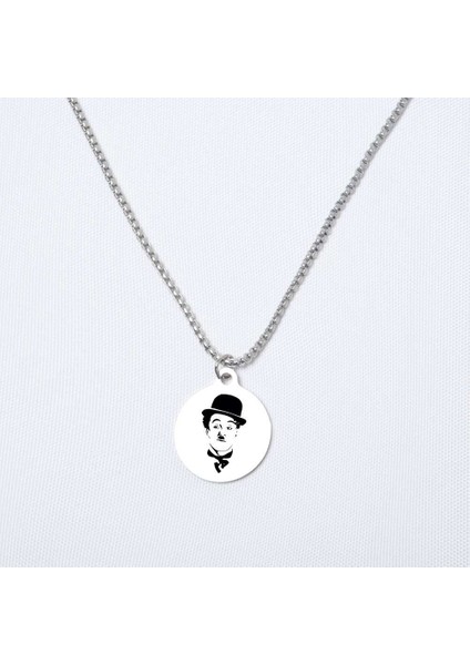 Charlie Chaplin Yuvarlak Çelik Kolye
