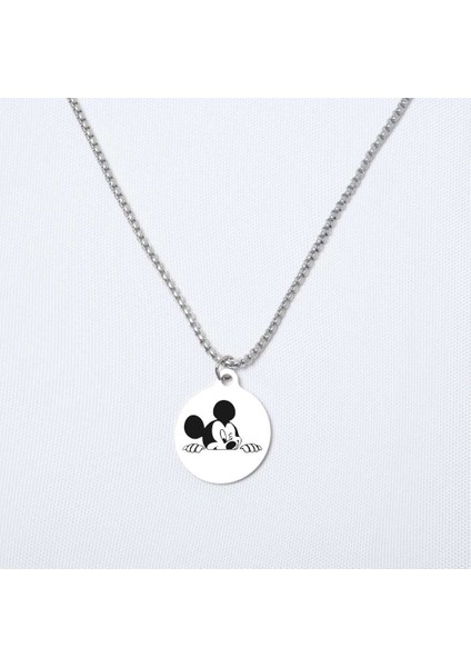 Mickey Yuvarlak Çelik Kolye