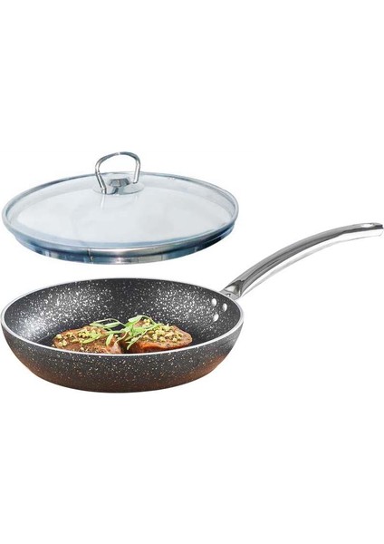 Granit Tava 18 cm Cam Kapaklı