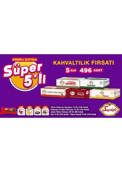 Süper 5'li Kahvaltılık Fırsatı Vişne reçeli-Sade helva