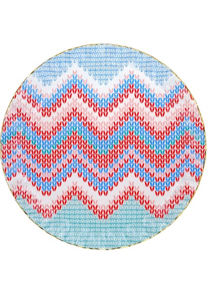 Örgü Altın Yaldızlı 6 Kişilik Cam Servis Tabağı Takımı