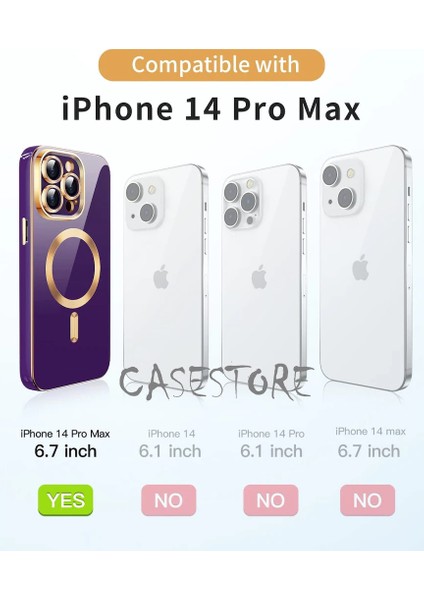 iPhone 14 Pro Uyumlu Kılıf Manyetik Magsafe Halkalı Parlak Renkli Gold Kenarlı Yeşil modelleri