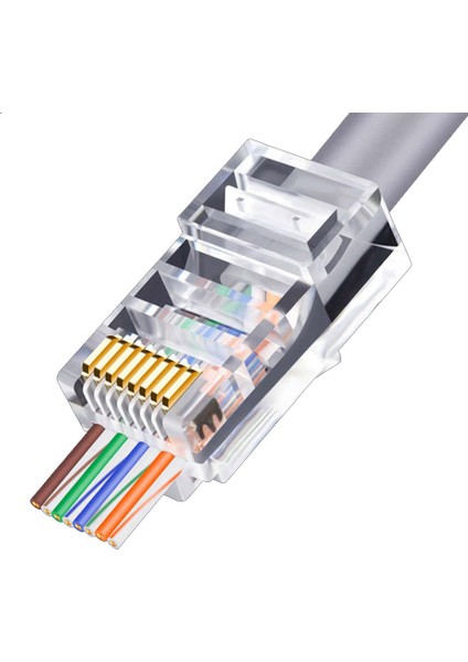 Ez RJ45 Cat6 Yeni Nesil Delikli Jack Konnektör 100 Adet