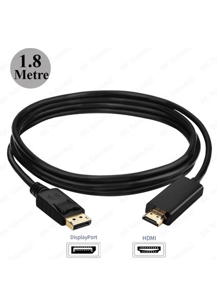 Displayport To HDMI Dönüştürücü Kablo - 1.8 Metre
