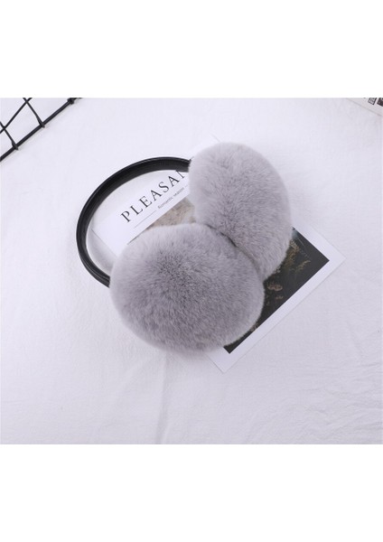 Tavşan Kürklü Sıcak Kulaklıklar Kış Katlanabilir Kulak Koruma Bandı (Yurt Dışından)
