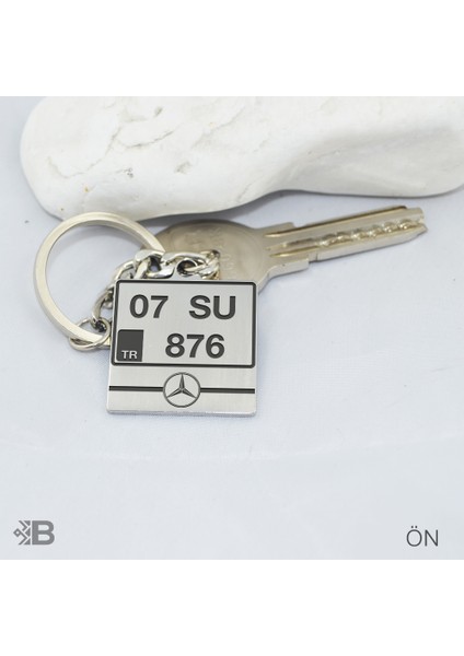 Kişiye Özel Mercedes Kare Plaka Anahtarlık modelleri