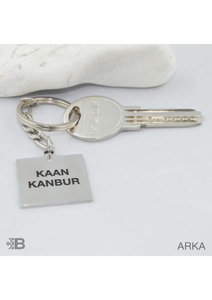 Eagle Logolu Plaka Anahtarlık - Kişiye Özel Eagle Plaka Kare Çelik Anahtarlık