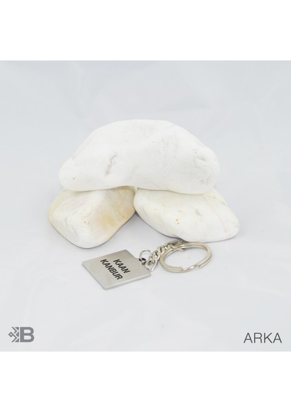 Lancia Logolu Plaka Anahtarlık - Kişiye Özel Lancia Plaka Kare Çelik Anahtarlık