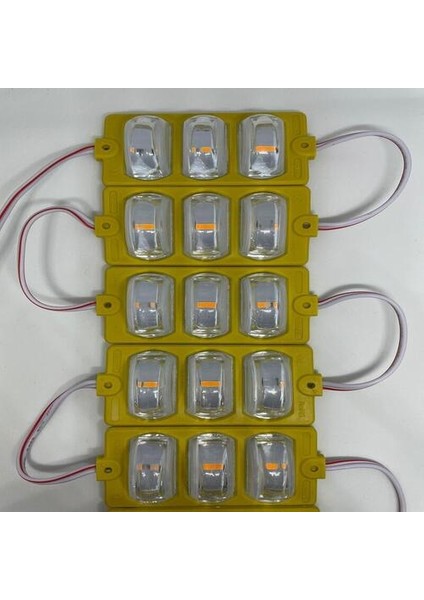 Hazar Led 12 Volt Dar Açılı 3'lü Modül Led Amber (Sarı) (5 Adet)