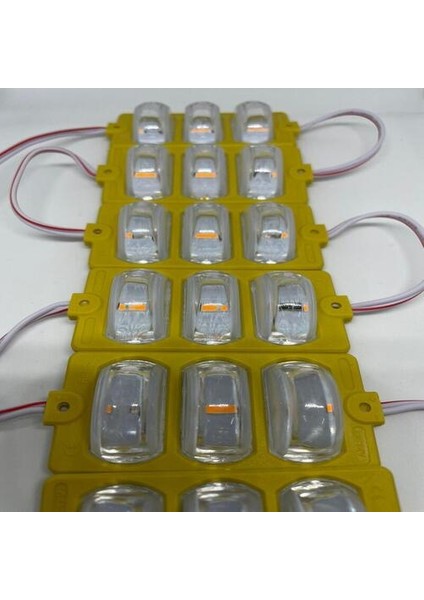 Hazar Led 12 Volt Dar Açılı 3'lü Modül Led Amber (Sarı) (5 Adet)