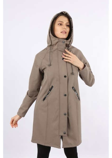 Kapüşonlu Fermuarlı Cepli Double Face Trend Mont Parka