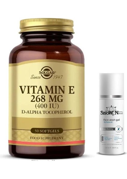 Vitamin E 400 Iu 50 Kapsül + Yüz Temizleme Jeli 100ml Hediyeli
