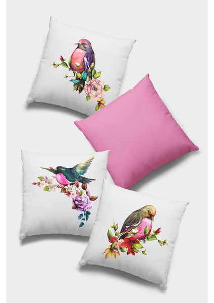 Çift Taraflı 4'lü Kırlent Kılıfı 43 x 43 cm Gizli Fermuar Premium Dokuma Tay Tüyü Kumaş 4KR039