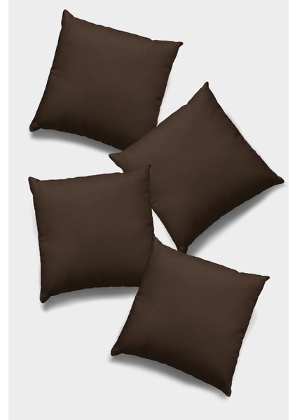 4'lü 43 x 43 cm Kahve Döşemelik Tay Tüyü Premium Kumaş Dekoratif Çift Taraflı Kırlent Kılıfı KRL005