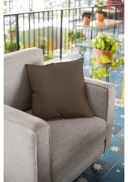 4'lü 43 x 43 cm Kahve Döşemelik Tay Tüyü Premium Kumaş Dekoratif Çift Taraflı Kırlent Kılıfı KRL005