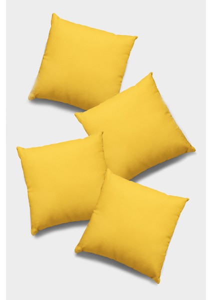 4'lü 43 x 43 cm Sarı Tay Tüyü Döşemelik Premium Kumaş Dekoratif Çift Taraflı Kırlent Kılıfı KRL016