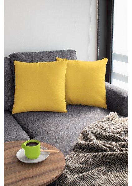 4'lü 43 x 43 cm Sarı Tay Tüyü Döşemelik Premium Kumaş Dekoratif Çift Taraflı Kırlent Kılıfı KRL016 fırsatları