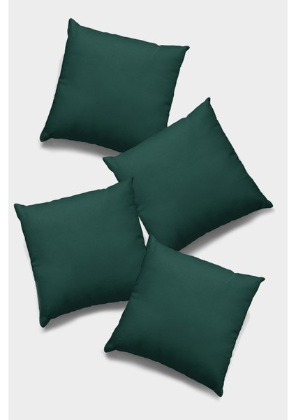4'lü 43 x 43 cm Zümrüt Döşemelik Tay Tüyü Premium Kumaş Dekoratif Çift Taraflı Kırlent Kılıfı KRL018