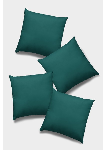 4'lü 43 x 43 cm P.yeşil Premium Kumaş Tay Tüyü Döşemelik Dekoratif Çift Taraflı Kırlent Kılıfı KRL019