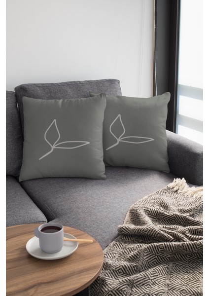 Premium Tay Tüyü Dokuma Kumaş Çift Taraflı Yapraklı Kırlent Yastık Kılıfı 43 x 43 cm KRL037 modelleri