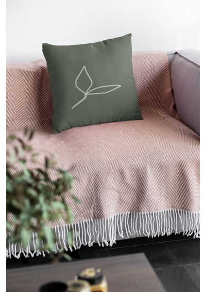 Premium Tay Tüyü Dokuma Kumaş Çift Taraflı Yapraklı Kırlent Yastık Kılıfı 43 x 43 cm KRL037 fırsatları