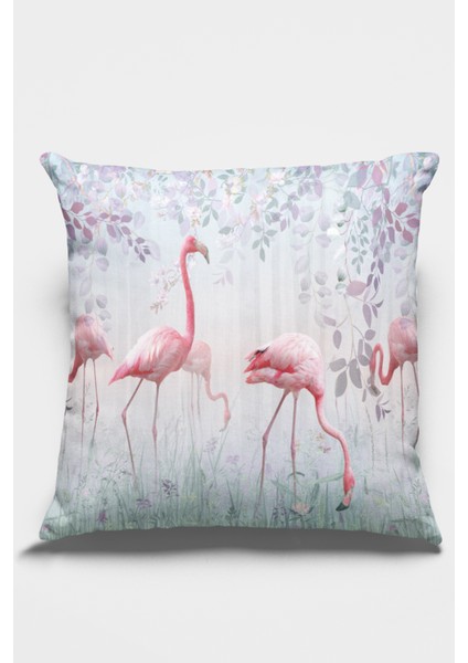 Premium Tay Tüyü Dokuma Kumaş Çift Taraflı Flamingo Kırlent Yastık Kılıfı 43 x 43 cm KRL428 fiyatları
