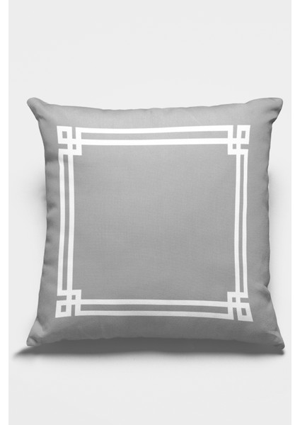 Çerçeveli Premium Tay Tüyü Çift Taraflı Kırlent Yastık Kılıfı Dokuma Kumaş 43 x 43 cm KRL280