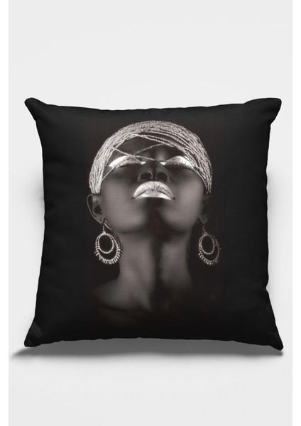 Dekoratif Çift Taraf Arap Kızı Kırlent Yastık Kılıfı Tay Tüyü Dokuma Premium Kumaş 43 x 43 cm KRL451