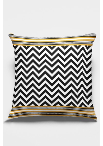 Premium Tay Tüyü Dokuma Kumaş Çift Taraflı Zigzag Kırlent Yastık Kılıfı 43 x 43 cm KRL433