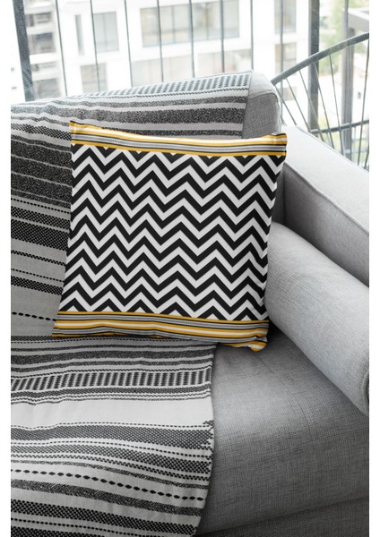 Premium Tay Tüyü Dokuma Kumaş Çift Taraflı Zigzag Kırlent Yastık Kılıfı 43 x 43 cm KRL433 fiyatları