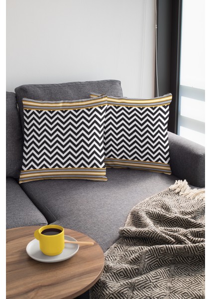Premium Tay Tüyü Dokuma Kumaş Çift Taraflı Zigzag Kırlent Yastık Kılıfı 43 x 43 cm KRL433 modelleri