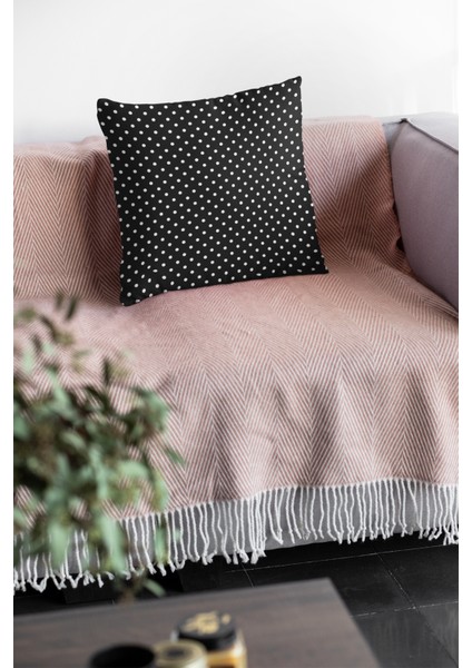 Tay Tüyü Dokuma Premium Kumaş Çift Taraflı Kırlent Puanlı Yastık Kılıfı 43 x 43 cm KRL298
