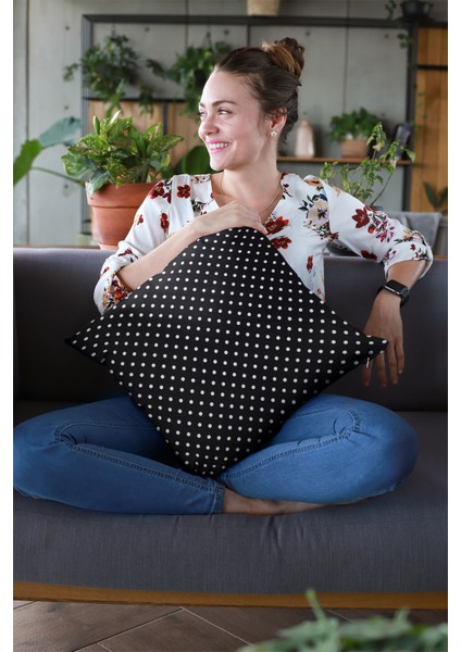 Tay Tüyü Dokuma Premium Kumaş Çift Taraflı Kırlent Puanlı Yastık Kılıfı 43 x 43 cm KRL298 fırsatları