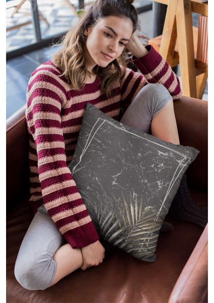 Dekoratif Çift Taraflı Tay Tüyü Dokuma Premium Kumaş Kırlent Yastık Kılıfı 43 x 43 cm KRL404 fırsatları