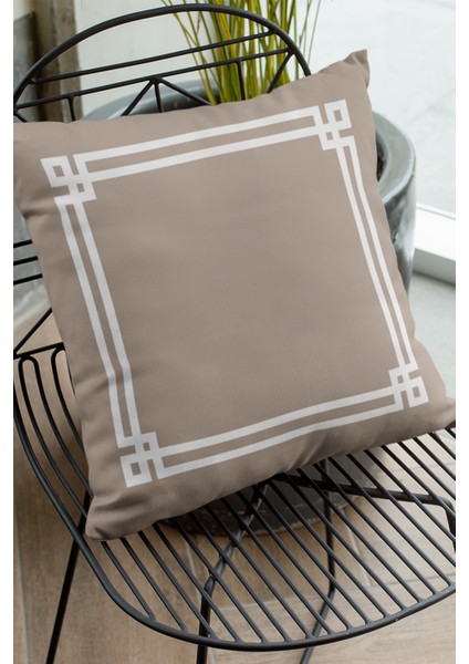 Çift Taraflı Kırlent Yastık Kılıfı Çerçeveli Dokuma Premium Tay Tüyü Kumaş 43 x 43 cm KRL278 fiyatları