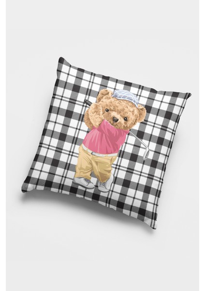 Mr. Teddy Bear Premium Tay Tüyü Çift Taraflı Kırlent Yastık Kılıfı Dokuma Kumaş 43 x 43 cm KRL903