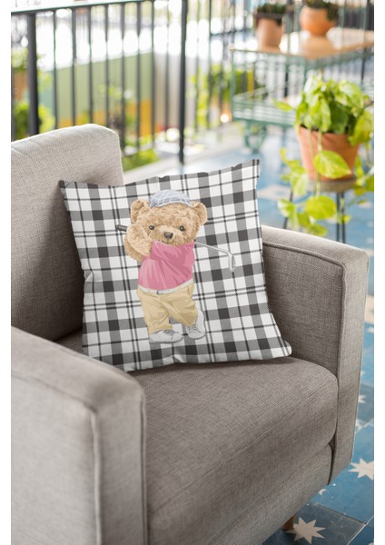 Mr. Teddy Bear Premium Tay Tüyü Çift Taraflı Kırlent Yastık Kılıfı Dokuma Kumaş 43 x 43 cm KRL903