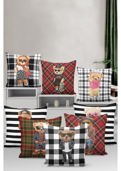 Mr. Teddy Bear Premium Tay Tüyü Çift Taraflı Kırlent Yastık Kılıfı Dokuma Kumaş 43 x 43 cm KRL903