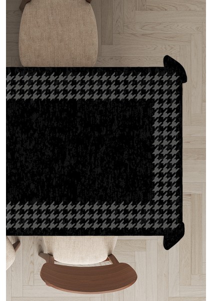 Leke Tutmayan Dokuma Elit Yıkanır Leke Tutmayan Kumaş Kaz Ayağı Desenli Masa Örtüsü MSO363