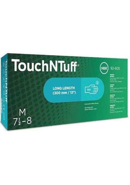 Touchntuff 92-605 (300MM/12'')KIMYASAL Sıçramalara Karşı D. Nitril Eldiven  (L) Beden