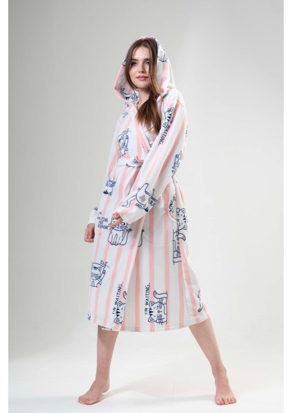 Kadın Kapüşonlu Polar Pink Sabahlık 203184-0221