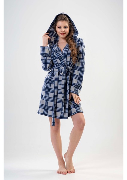 Kadın Kısa Gri Polar Sabahlık 201020-282