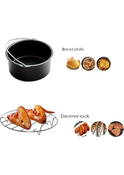 Tulip Kitchenware 6 Parça 8 inç Yui / Xiaomi / Philips / Kumtel Uyumlu Air Fryer Aksesuarları - Çok Renkli (Yurt Dışından)